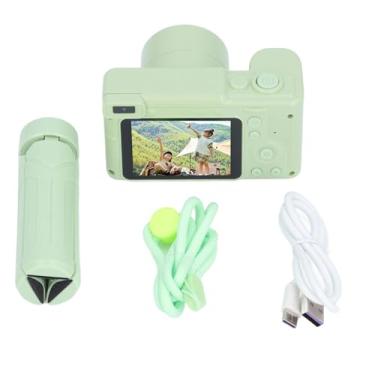 Imagem de Câmera de câmera digital Câmera de foco automático VLOGGING 2.4in IPS Screen 8x Zoom de alta definição Câmera de viagem com lentes duplas traseiras de alta definição para (Verde)