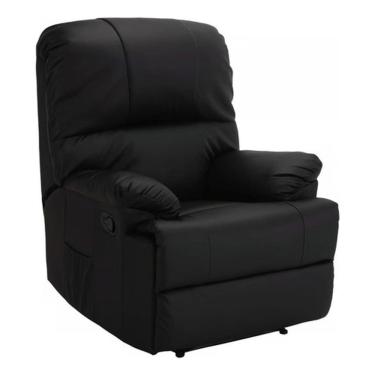 Imagem de Poltrona Do Papai Reclinavel Couro P.u. Preto Até 120kg