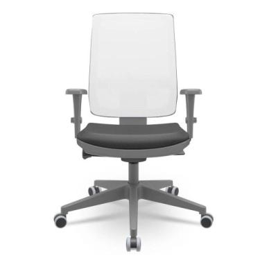 Imagem de Cadeira Brizza Diretor Grafite Tela Branca Assento Vinil Preto Autocom