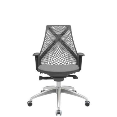Imagem de Cadeira Office Bix Tela Preta Assento Poliéster Cinza Autocompensador 