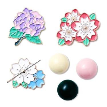 Imagem de Luna cici 3 peças de agulha para costura, prendedor de agulha magnético para ponto cruz, broche fofo de desenho de flor, suporte de agulha para bordado, acessório de armazenamento de bordado, presente