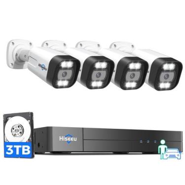 Imagem de Sistema de câmera de segurança Hiseeu 4K PoE 5MP 16Ch 8MP NVR 3TB HDD