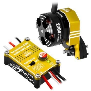 Imagem de GOUPRC 2204 2400KV Brushless Outrunner Motor with Transmission & 30A Brushless Mini Esc for SCX24 Axial 1/24 Remote Control Car Truck Crawler Black & Gold