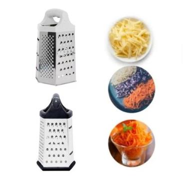 Imagem de Ralador Grande Forte Inox 6 Faces Diferentes C/ Alça Queijos - Winey