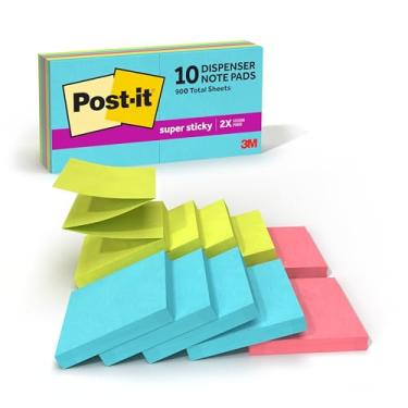 Imagem de Post-it Dispensador de notas super pegajosas, 10 blocos de notas adesivos, 7,6 x 7,6 cm, 2x o poder de colagem, material escolar e produtos de escritório, use com dispensadores Post-it Note, coleção