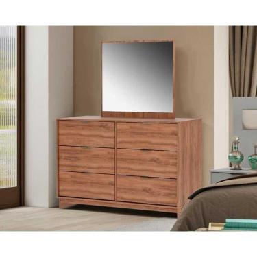 Imagem de Cômoda De Quarto 1160 com 6 Gavetas com Espelho Freijo - Carraro