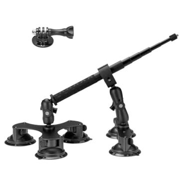 Imagem de Lupholue Suporte de carro com sucção 5 em 1 para janela de para-brisa compatível com Insta360 x4, x3, x2, x, One RS, R com 47,2 polegadas com kit de montagem de sucção extensível de bastão de selfie