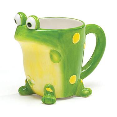 Imagem de Caneca de café Burton Frog com caixa de presente, copo de cerâmica de porcelana verde com alça grande, capacidade de 290 ml