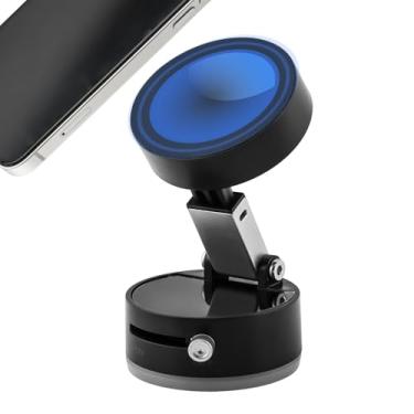 Imagem de Xiaokeis Suporte de telefone de carro com sucção magnética portátil e dobrável, suporte magnético para celular com ventosa ajustável para carro/viagem/desktop, suporte de telefone com ímãs a vácuo