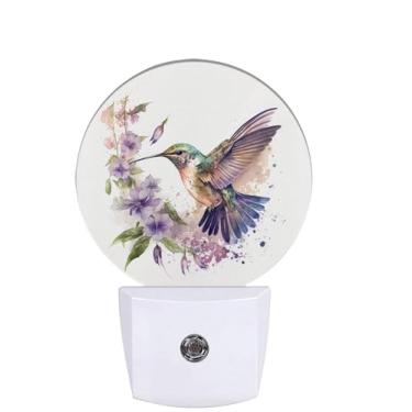 Imagem de Cosharkly Groovy Hummingbird Flores Luz Noturna, Luzes Noturnas Plugáveis Na Parede Para Cozinhas, Banheiros, Quarto Decorativo Meia-Redonda Noturna Led Lâmpada 0,5 W Sono Favorável