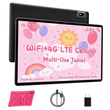 Imagem de HAOVM Tablet 10", 4G Sim Desbloqueado, Android 14 Com Slot Para Cartão, Tela Sensível Ao Toque Ips, Processador Rápido De 2,0 Ghz, 3 Gb + 32 Expansão Tf, Wi-Fi 2,4 G/5 Câmera 8 Mp, Gps, Capa Rosa