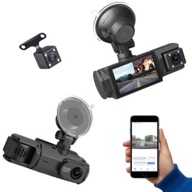 Imagem de Câmera Veicular Full Hd 1080p Wifi 3 Canais Para Frente/Traseira Visão Noturna
