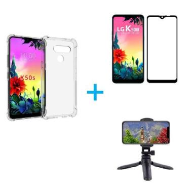 Imagem de Kit Tripé Tripod 360 graus para LG K50s + Capa + Pelicula De Vidro - H