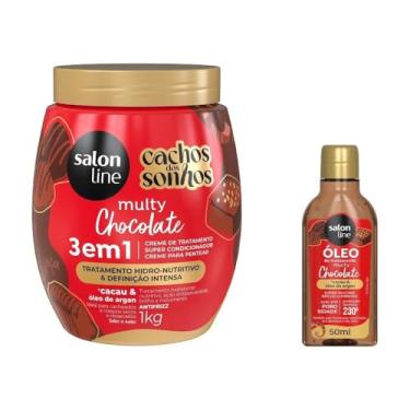 Imagem de Kit Creme e Óleo de Tratamento, Salon Line, Multy Chocolate - Para Cabelos Cacheados e Crespos, 2 Unidades