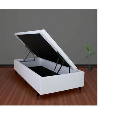 Imagem de Cama Box baú solteiro corino branco com pistao a gás (Branco)