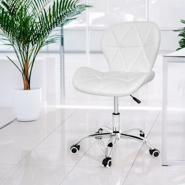 Imagem de Cadeira de Escritório com Base Giratória Estofada Slim Vegas Branco