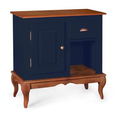 Imagem de Gabinete para Banheiro 1 Porta 1 Gaveta com Pés Luiz XV Dália 3064 - Azul Petróleo/Imbuia Glazer