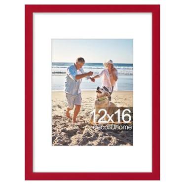 Imagem de decorUhome Moldura para fotos de 30 x 40 cm, certificado de 21 x 28 cm com tapete ou pôster de 30 x 40 cm sem tapete, moldura para fotos para montagem na parede, vermelho, 1 pacote