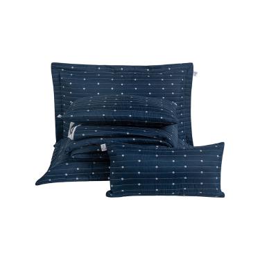 Imagem de Kit Cobre Leito Queen 7 Peças Bordado Urbany Hipercal 400 Fios 100% Poliéster - Azul Marinho