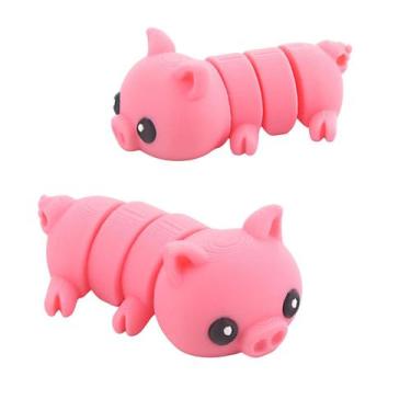 Imagem de Mini Pig Statue Fidget Spinner Fofo 3D Impresso Juntas Flexíveis Brinq