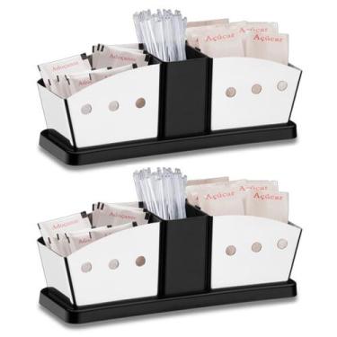 Imagem de Kit 2 Suporte Porta Saches Inox Cafe Adocante Açucar Restaurante - Liv