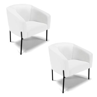 Imagem de Cadeira Sala De Jantar Pé De Ferro Preto Kit 2 Stella Sintético D03 - D'rossi Cor Branco