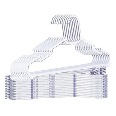 Imagem de Kit 10 Cabides de Roupas em Acrílico Transparente Cristal Reforçado Adulto Slim Antideslizante Premium - Multiuso para Camisa, Calça, Terno, Saia