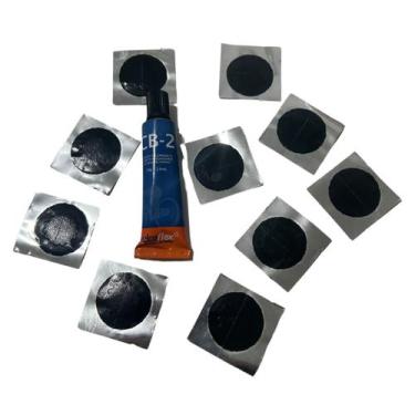 Imagem de Kit Remendo Reparo Câmara Ar De Bike 10 Rem. Estrela + Cola - Vulcafle