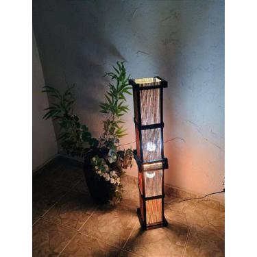 Imagem de Abajur de chão piso luminária rústico japonês oriental de 1 metro de a