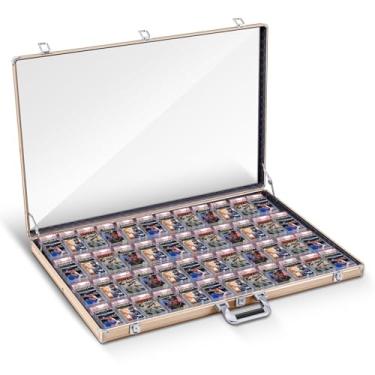 Imagem de Memorywuu Expositor de Exposição de Exposição de Exposição de Mesa Portátil Alumínio Cartão Esportivo Moldura com Vitrine de Acrílico Transparente com Fechaduras para Mostras de Colecionador de Joias