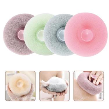 Imagem de Esponja Bucha De Banho Esfoliante Redonda Suporte Dedos Ventosa - Espo