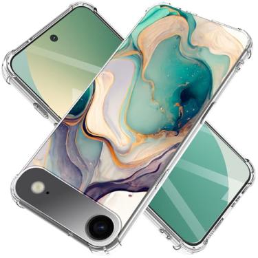 Imagem de CLATUK Capa para iPhone 17 Air, [não amarela] Capa de telefone feminina à prova de choque com estampa floral transparente fina macia à prova de choque para 17 Air capa de 6,6 polegadas (Lago Alpino)