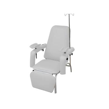 Imagem de Poltrona Hospitalar Standard Coleta e Hidratação Com Suporte de Soro Reclinável Branca