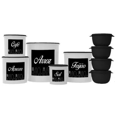 Imagem de Kit 9 Potes Para Mantimentos Decorados 4 Potes Bowl 500ml Para Marmita