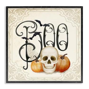 Imagem de Stupell Industries Something Wicked Boo Design de arte giclée emoldurado preto por Nicole Tamarin, 12 x 12