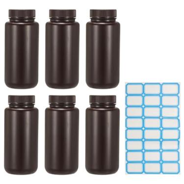 Imagem de PATIKIL 6 frascos de reagentes de plástico, frascos de amostra química de grau de laboratório de 500 ml, recipientes de armazenamento de líquidos à prova de vazamento de HDPE para reagentes de