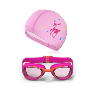 Imagem de Kit Óculos Touca Para Natação Infantil Unissex - Poolsy, Rosa, Laranja