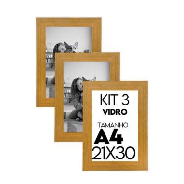 Imagem de Porta retrato com Vidro 21x30 Kit com 3 Molduras para Foto para uso na