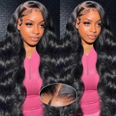 Imagem de GUART Peruca de cabelo humano pré-arrancada 12 x 20 – Fecho de renda HD ondulado corporal, densidade de 180%, uso sem cola, pré-cortado (61 cm)