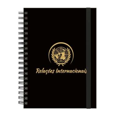 Imagem de Caderno Colegial Plus 12 Matérias Profissões Relações Internacionais (Preto e Gold)