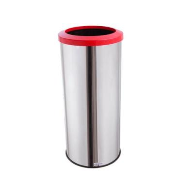 Imagem de Lixeira Inox Com Aro Plástico 50 Litros Cesto De Lixo Reciclavel - Ald