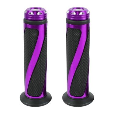 Imagem de Ongfuwu 2 Pegas universais de motocicleta, punhos de guidão de motocicleta de borracha antiderrapante de alumínio CNC, cabo de propulsor com tampa de extremidade de barra, serve para guidão esquerdo