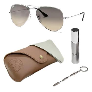 Imagem de Ray-Ban RB3025 Óculos de sol clássico gradiente em forma de aviador com kit de óculos - almofadas de nariz ajustáveis - Óculos de sol retrô formais e casuais ideais, Prata (003/32 | 58 mm), 58 mm