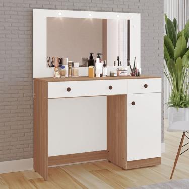 Imagem de Penteadeira Diva 100% MDF Tuboarte 1 Porta 2 Gavetas 3 Luminárias