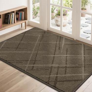 Imagem de COSY HOMEER Tapete de porta frontal discreto antiderrapante para entrada, tapete de entrada lavável para caçador de sujeira absorvente, capachos de poliéster resistente para patas enlameadas (122 x 81
