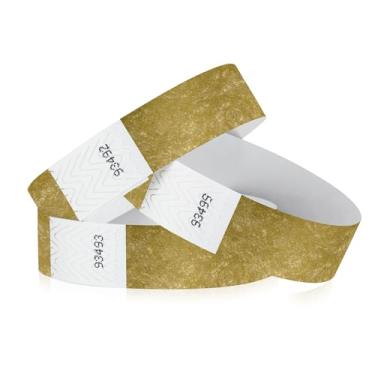 Imagem de Pulseiras de ouro metálico profundo 200 Wristco Tyvek para eventos – Design à prova de adulteração evita a reutilização – Pulseiras de grau premium para identificação hospitalar e médica, festa,