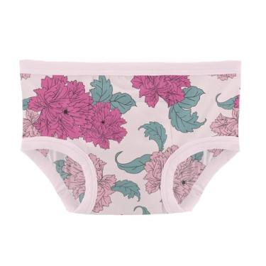 Imagem de Calça de treinamento com estampa KicKee, supermacia e extra absorvente para treinamento de banheiro, roupas íntimas para meninos e meninas, Peônias Violeta Encolhidas, 4-5 Anos