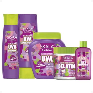 Imagem de Kit Skala Frutástica Uva: Shampoo, Condicionador, Creme Tratamento 1000g, Gelatina e Óleo Hidratante 90ml