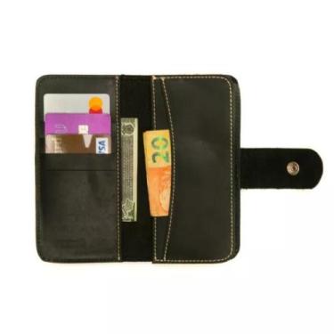 Imagem de Carteira Masculina Compacta em Couro com Botão de Pressão - Bertoni, L