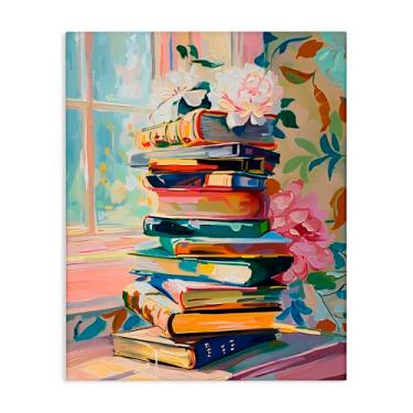 Imagem de Stupell Industries Vivid Bookstack by Window Canvas Wall Art, design by Arlington Prints, 76 x 61 cm
